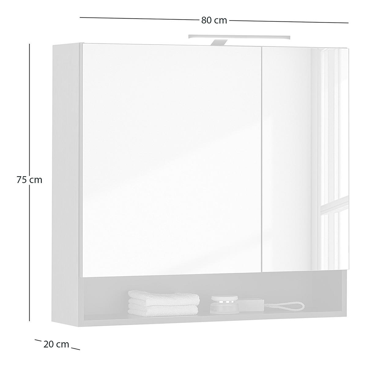 SPIEGELSCHRANK - Schwarz Struktur - Schwarz, Holzwerkstoff (80/75/20cm) - home24