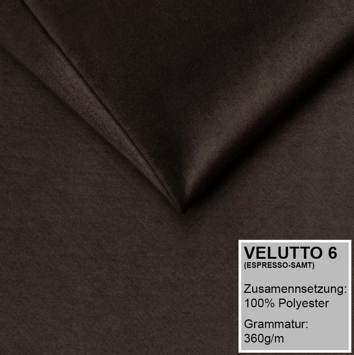 ECKSOFA VALTOR 320 cm x 185 cm – Stoff: VELUTTO Espresso 6 Farbe: Dunkelbraun - Dunkelbraun, Textil (320/185cm) - A&J MöbelLand