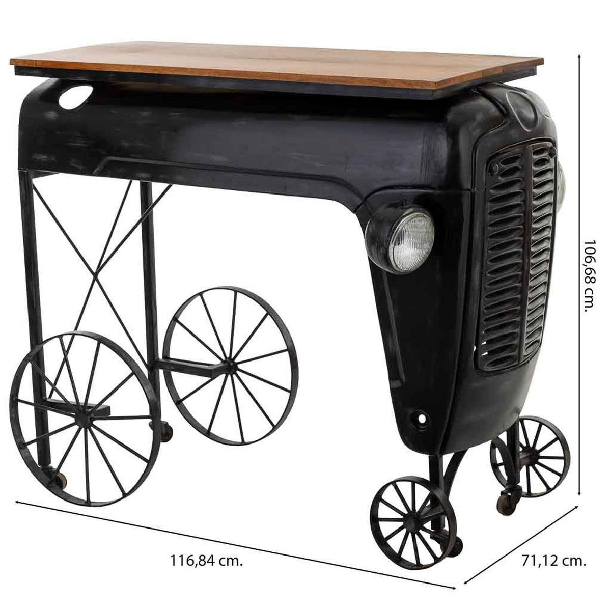 KONSOLENTISCH, 117x71x107cm - Schwarz, Metall (71.12/116.84/106.68cm) - Wanderlust