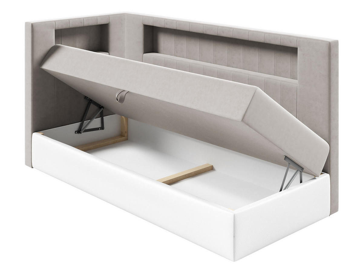 BOXBETT Gold Junior 3, Seite zum Öffnen des Bettkastens: Links - Rot/Weiß, Holz (80/200cm) - MIRJAN24