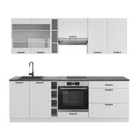 KÜCHENZEILE Fame-Line Weiß Landhaus/Weiß 235 cm ohne AP - Creme/Weiß, Holzwerkstoff (235/81.6/46cm) - Vicco