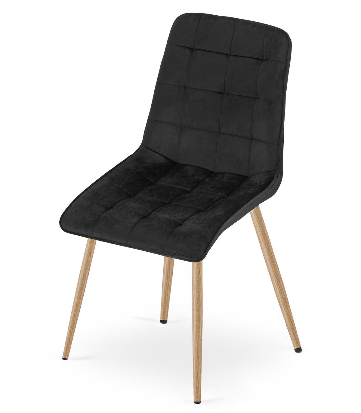 STUHL Schwarz 49x60 cm SPLIT Samtbezug 2 Stück - Schwarz, Metall (49/59/60cm)