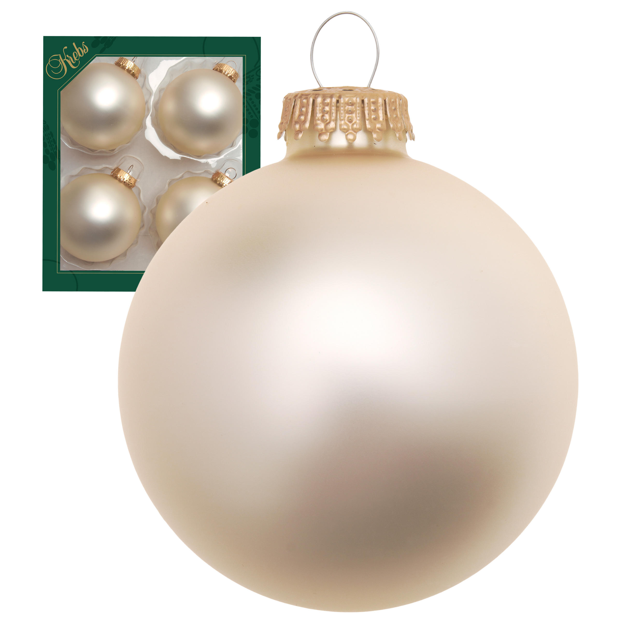 CHRISTBAUMKUGELN Uni-Design Rafaela Beige 8cm (Glas / 4 Stk.) - Beige, Glas (8/8/8cm) - Krebs Glas Lauscha