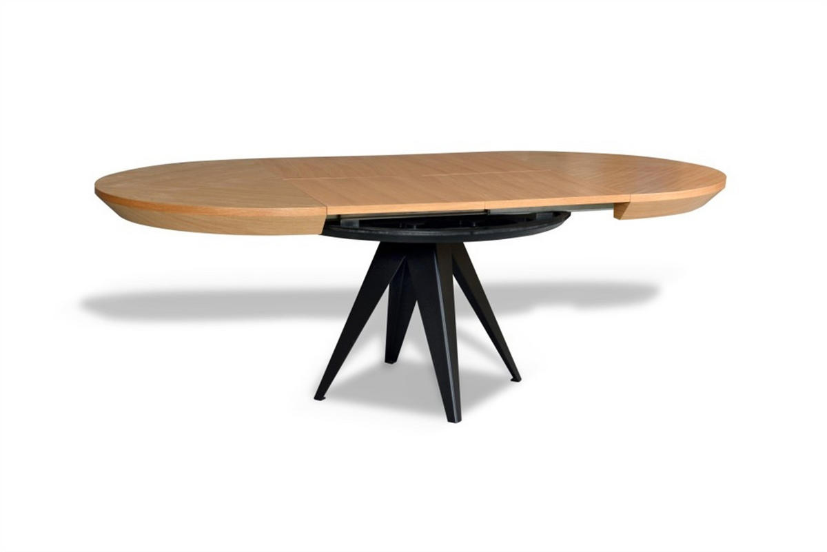 ESSTISCH GLOBO Ausziehbar 130 - 230 / 130 x 76 cm - Eichefarben/Schwarz, Holz (130/130/76cm) - MASSENO