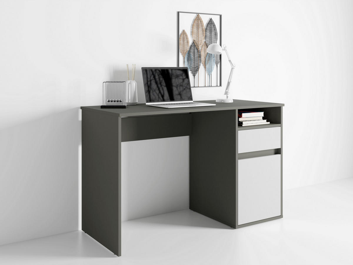 SCHREIBTISCH REGIS 120x53x75,5 cm Bürotisch Computertisch, Graphitfarben - Graphitfarben, Holzwerkstoff (53/120/75.5cm) - MASSENO