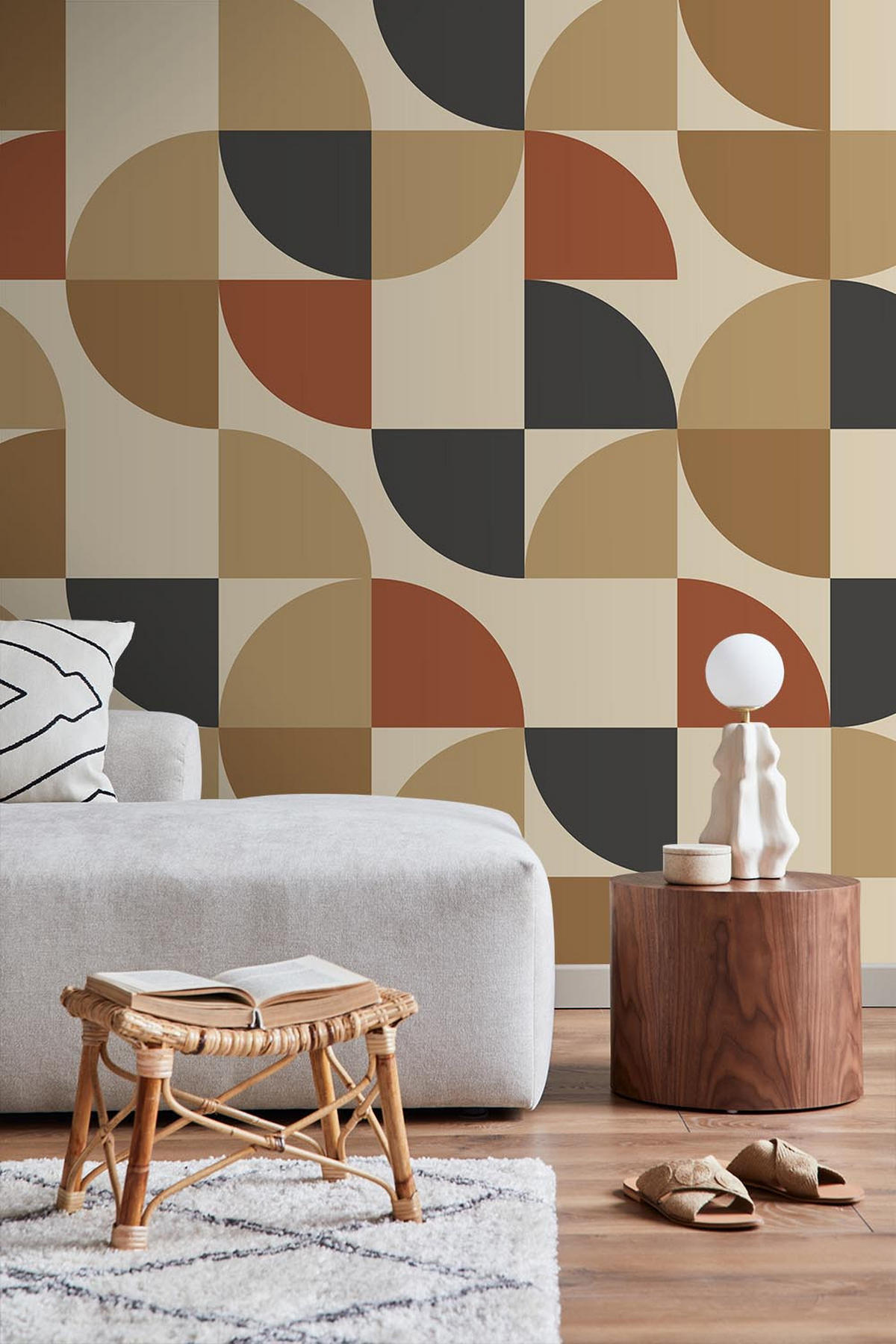 FOTOTAPETE geometrische Formen 250 x 279 cm - Beige, Papier (250/279cm) - ESTAhome