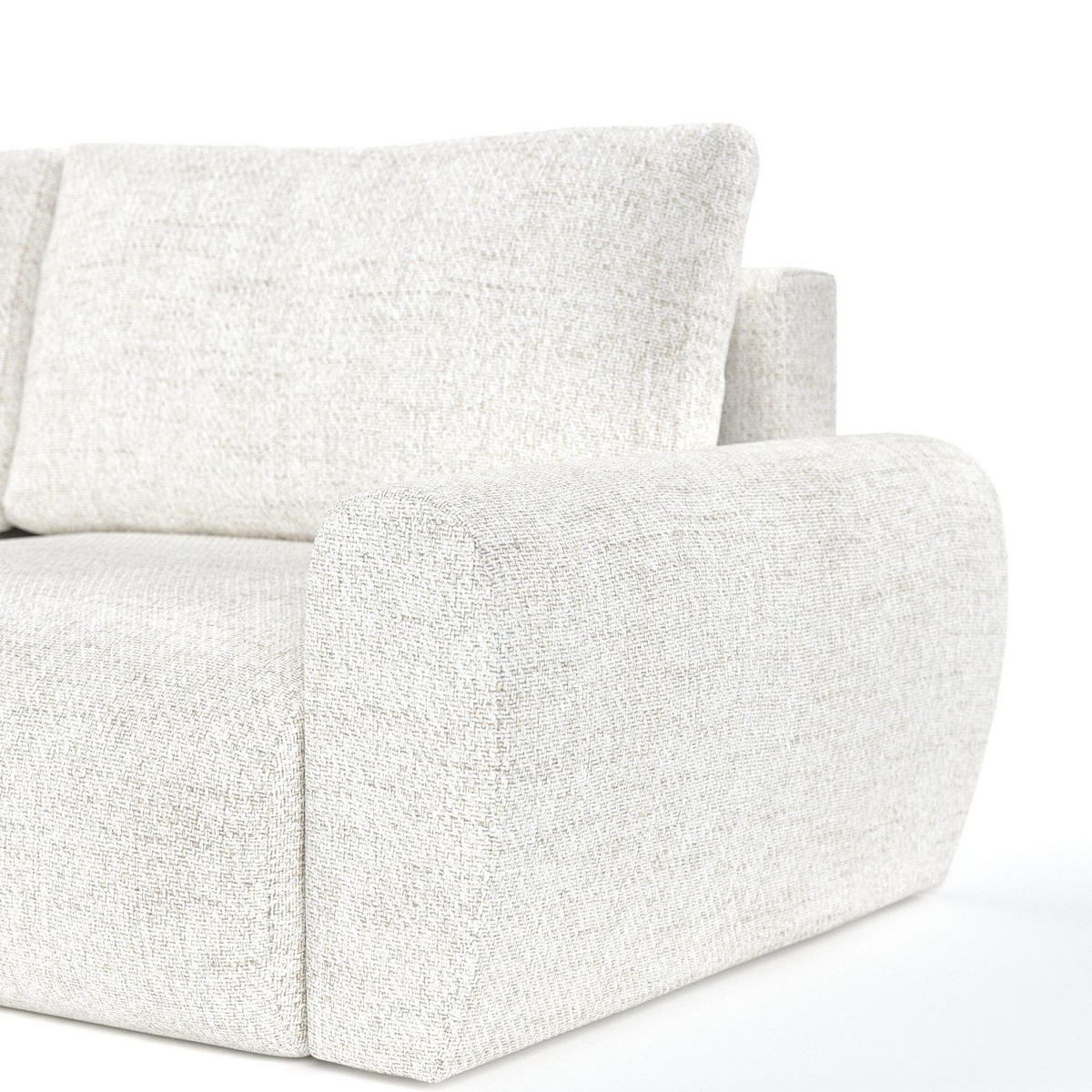 ECKSOFA OMARI mit Schlaffunktion Creme im Neve Stoff - Creme/Schwarz, Holz/Holzwerkstoff (253/153cm) - AltaBeds