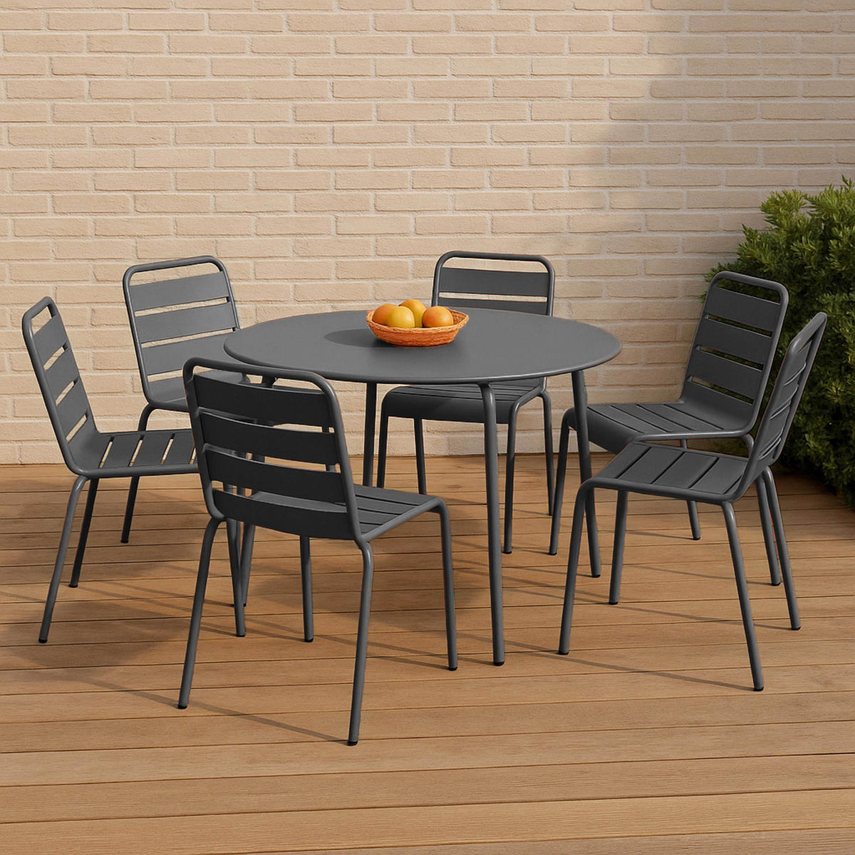 GARTENSET 7-tlg., Grau - Grau, Metall - Oviala