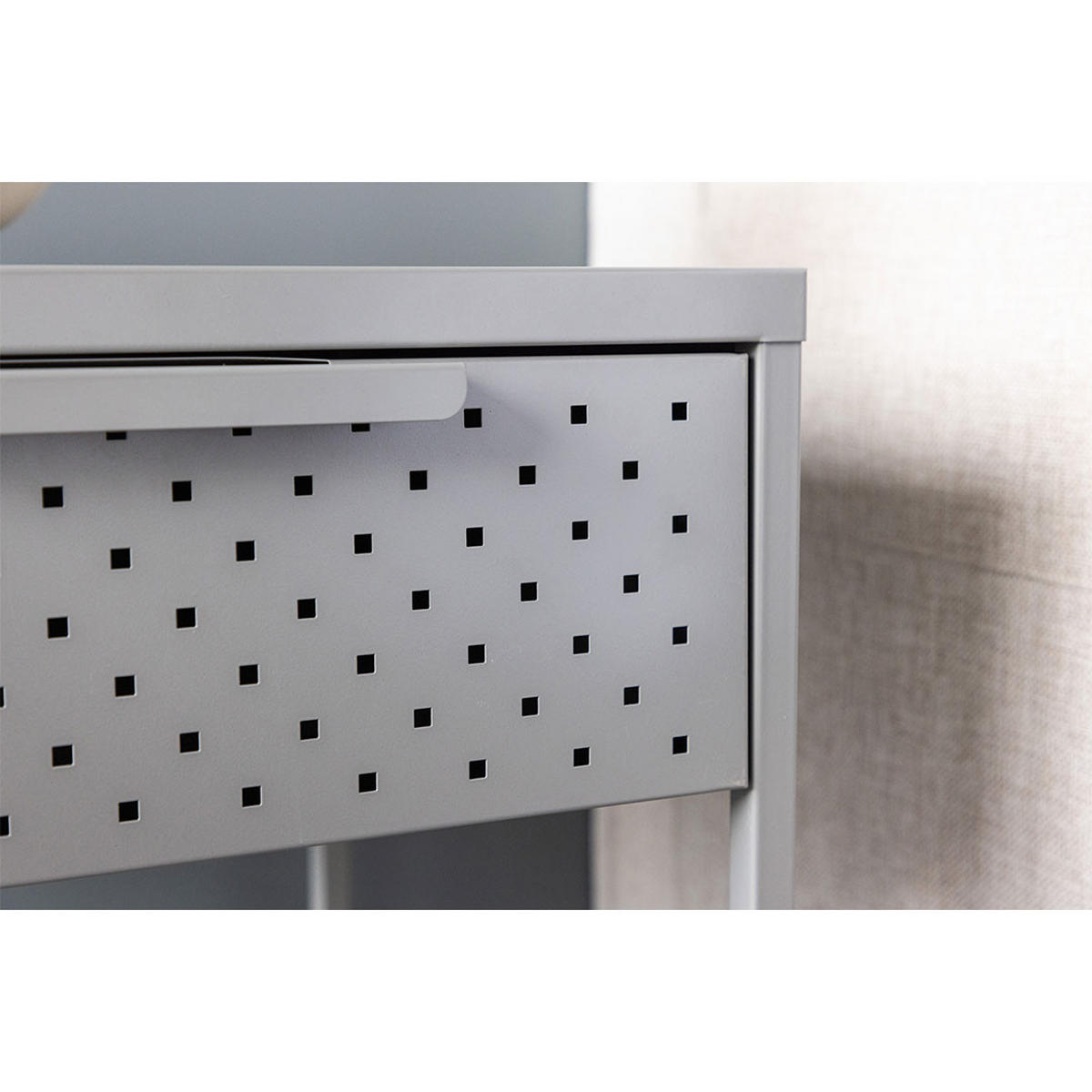 NACHTTISCH, Sacs, Hellgrau, Stahl, 40 x 40 x 52 cm - Hellgrau, Metall (40/52/40cm) - ebuy24