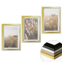WANDBILDER 3er Set - 20x30 cm Goldrahmen - Landschaftsgrasblumen Wärme - Goldfarben, Kunststoff (20/30cm) - ArtPrintCave