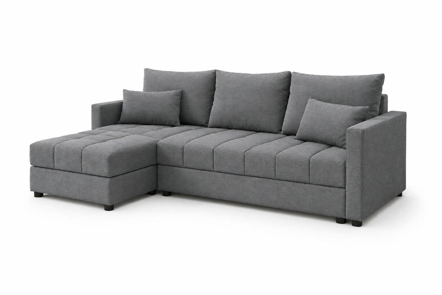 WOHNLANDSCHAFT AURELIA– Ecksofa in L-Form mit Schlaffunktion Bettkasten & Kissen Stoff KRONOS 226 cm Grau - Grau, Kunststoff (226/140cm) - Wohnideebilder