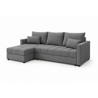 WOHNLANDSCHAFT AURELIA– Ecksofa in L-Form mit Schlaffunktion Bettkasten & Kissen Stoff KRONOS 226 cm Grau - Grau, Kunststoff (226/140cm) - Wohnideebilder