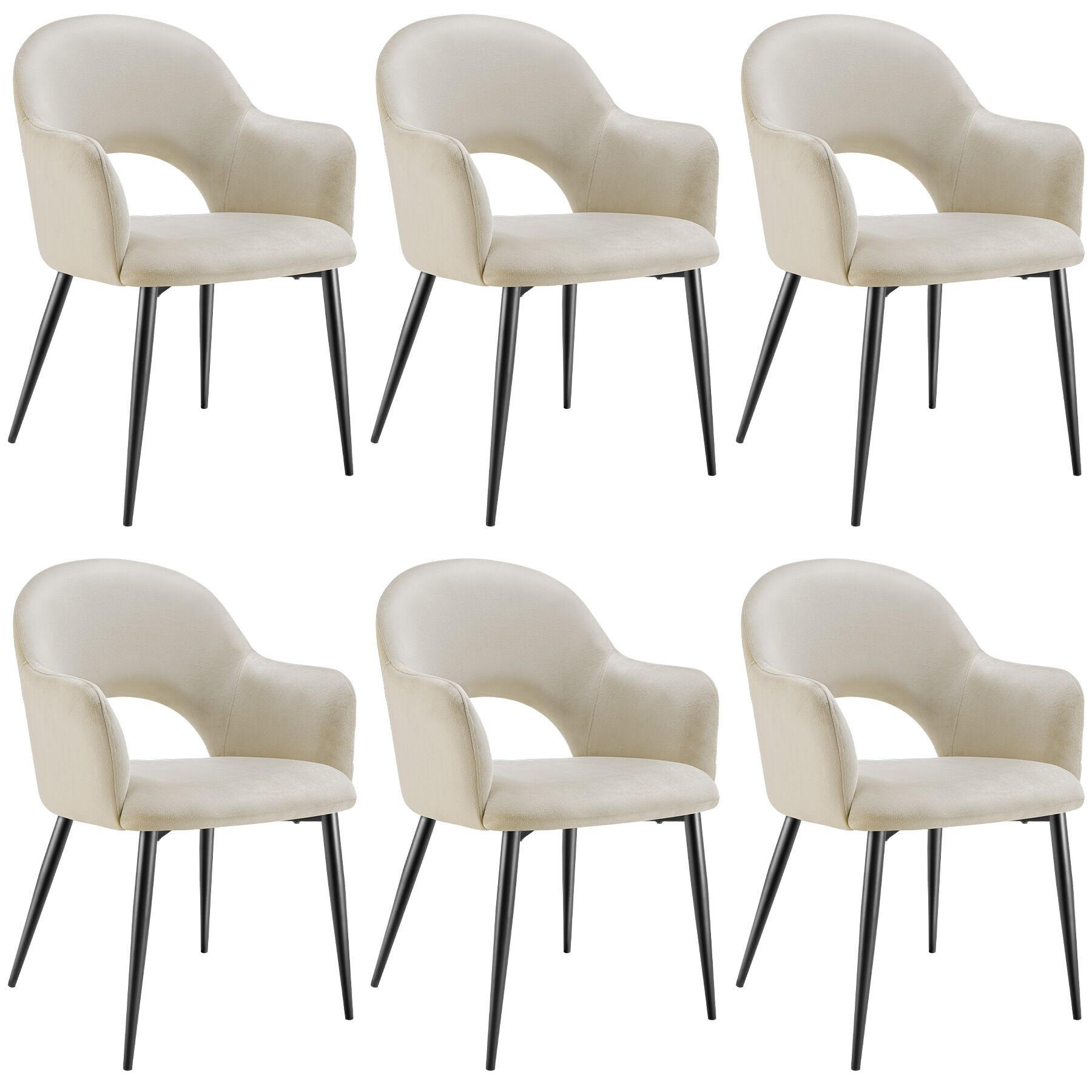 ARMLEHNSTUHL 6er Set Sachel 57 x 61 5 x 87 5 cm creme - Creme, Kunststoff (57/87.5/61.5cm) - tectake