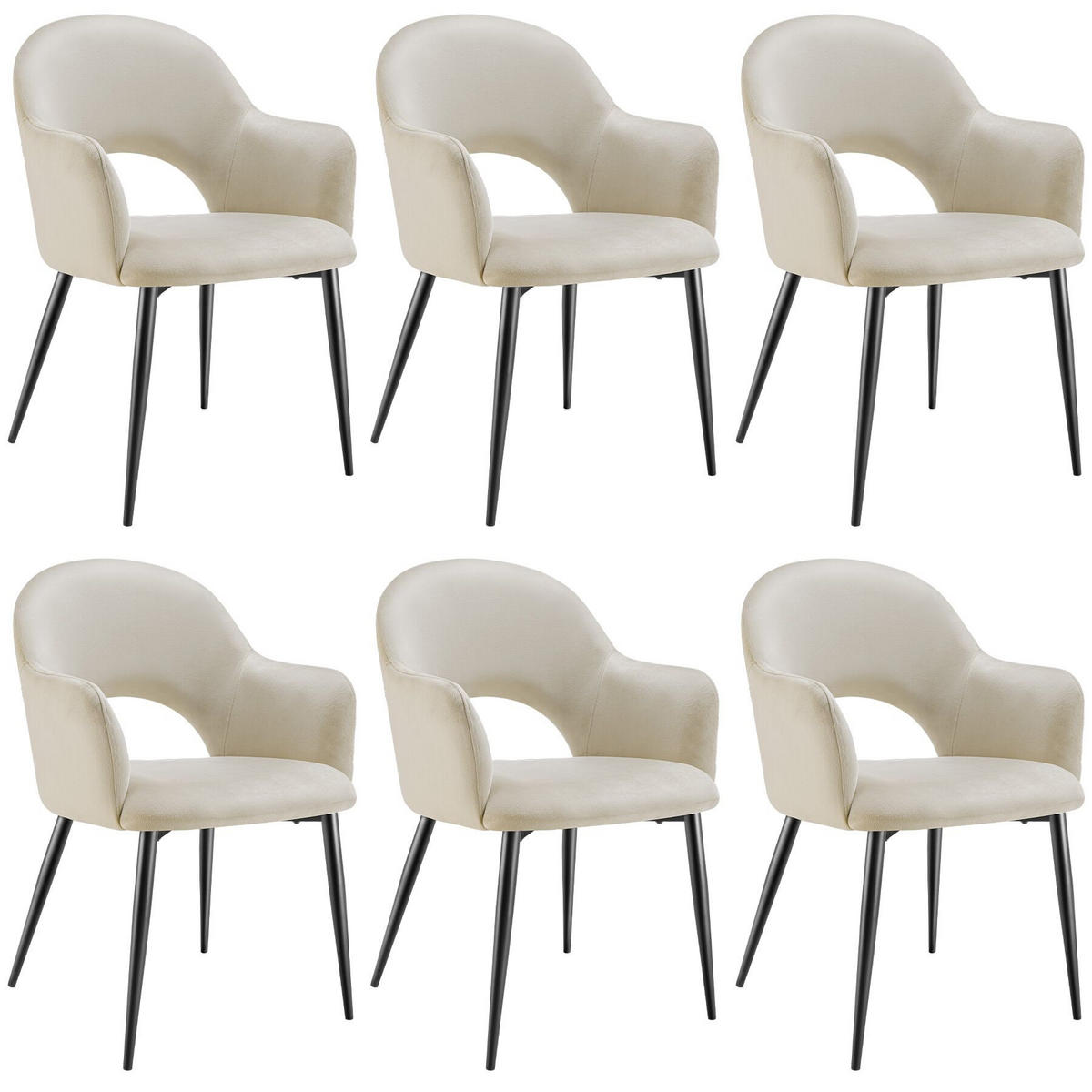 ARMLEHNSTUHL 6er Set Sachel 57 x 61 5 x 87 5 cm creme - Creme, Kunststoff (57/87.5/61.5cm) - tectake