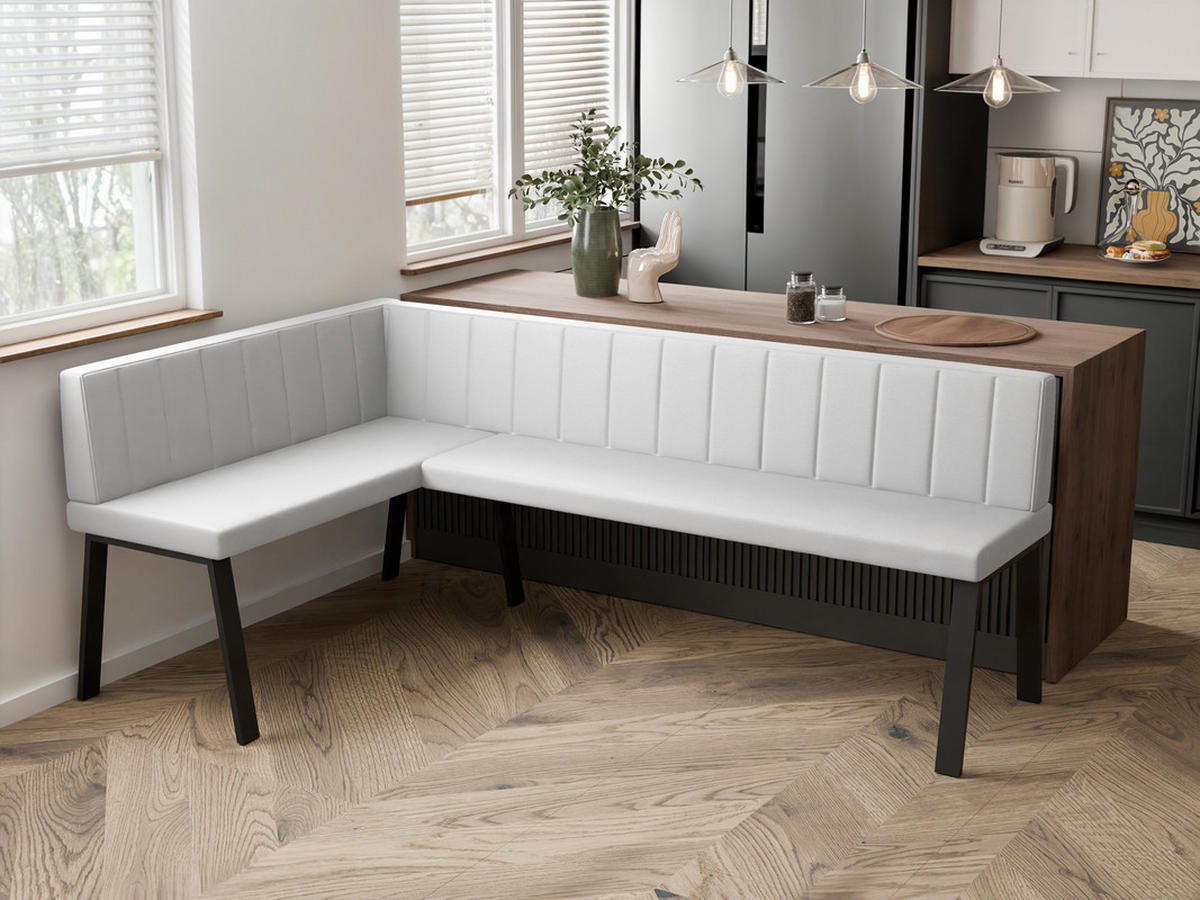 ECKBANK links MONO Y Kunstleder gesteppt, 128/168 cm Weiß - Weiß, Kunststoff/Textil (128/168cm) - Idohome