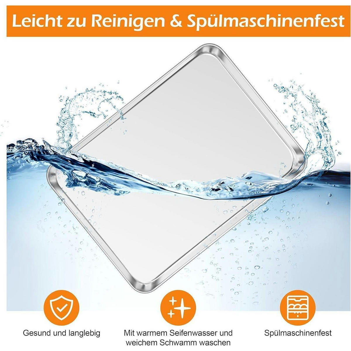 BACKBLECH 2-teiliges Set Edelstahl 40 x 30 x 2,5 cm - Silberfarben, Metall (30/2/40cm)
