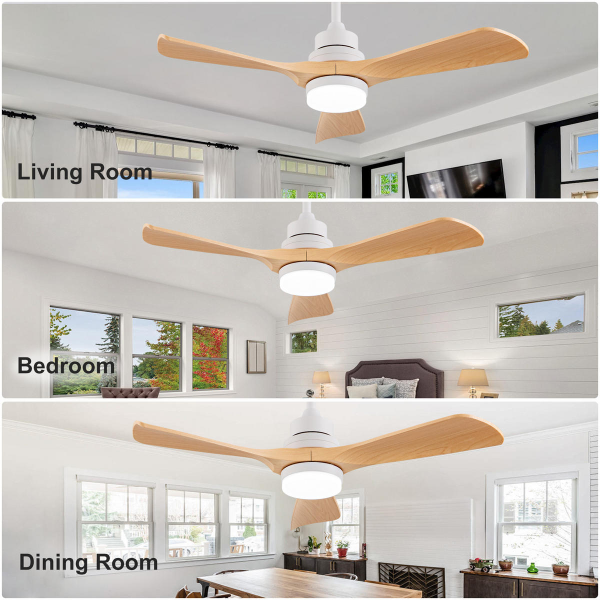 DECKENVENTILATOR DE-16232 42 Zoll mit Licht & Fernbedienung Naturholz - Naturfarben, Kunststoff (107/107/40cm) - ComfortXL