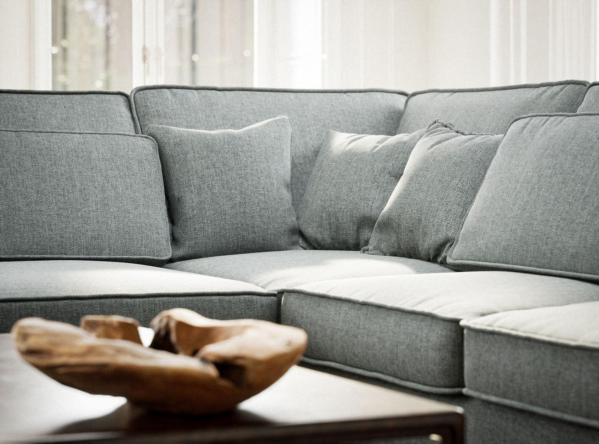 ECKSOFA Kirou Blau grau Webstoff - Links Seite - Blaugrau/Schwarz, Holz/Holzwerkstoff (225/311cm) - Maison de Reve