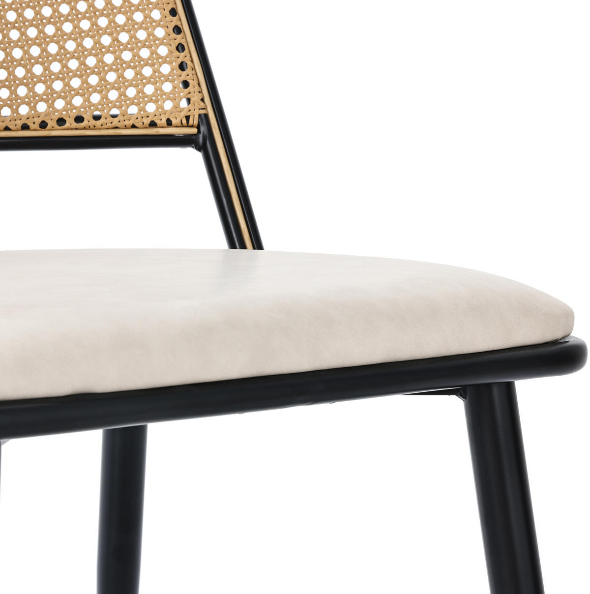 ESSZIMMERSTUHL 2er-Set mit PU-Sitz Rattan Schwarz - Schwarz, Metall (46/80/48cm) - Meubliv