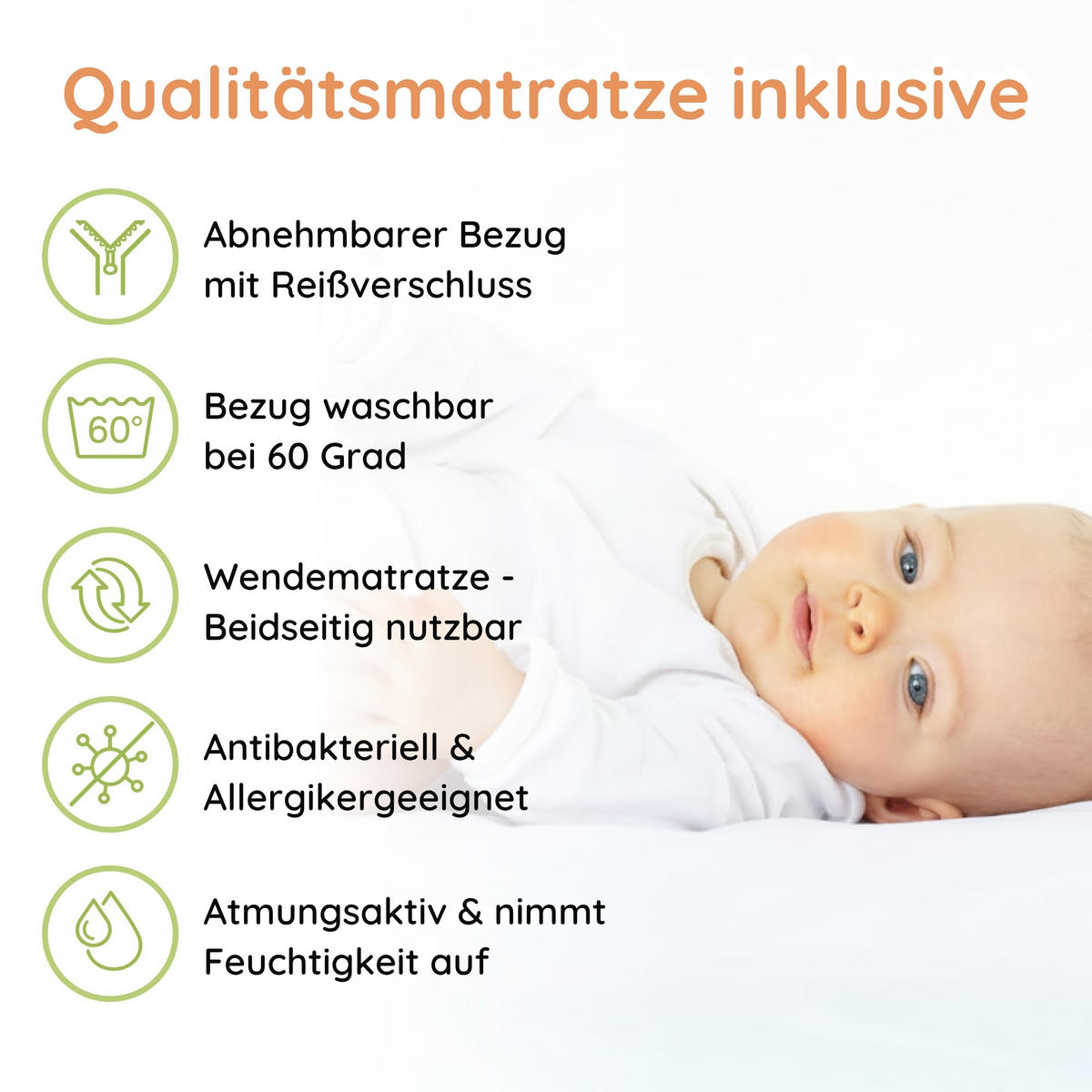 KINDERBETT 140x70 cm mit Matratze & Schublade in weiß - Weiß, Holz (70/140cm) - Kids Collective