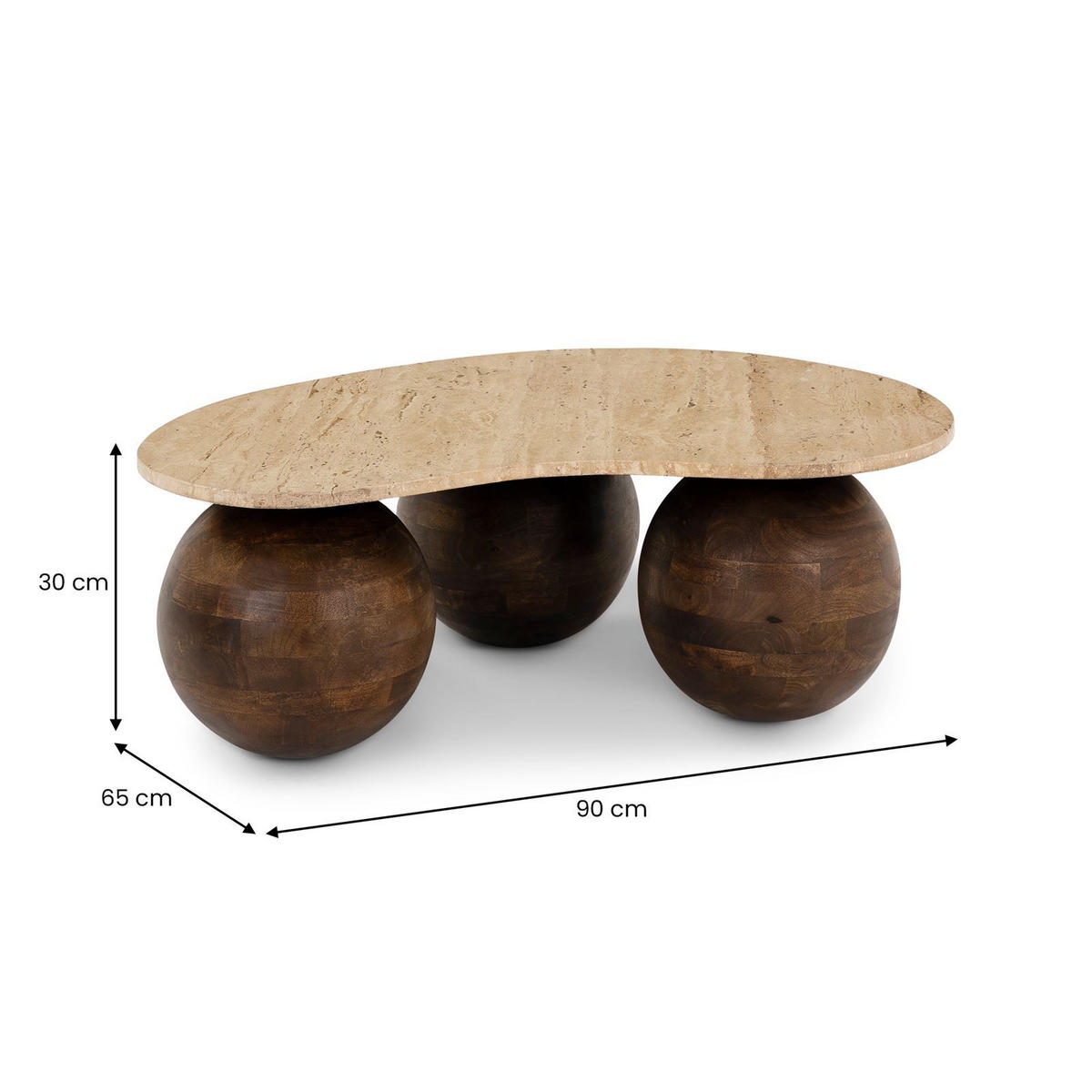 COUCHTISCH LUNI braun/beige - Beige/Braun, Naturmaterialien/Holz (65/90/30cm) - IDIMEX