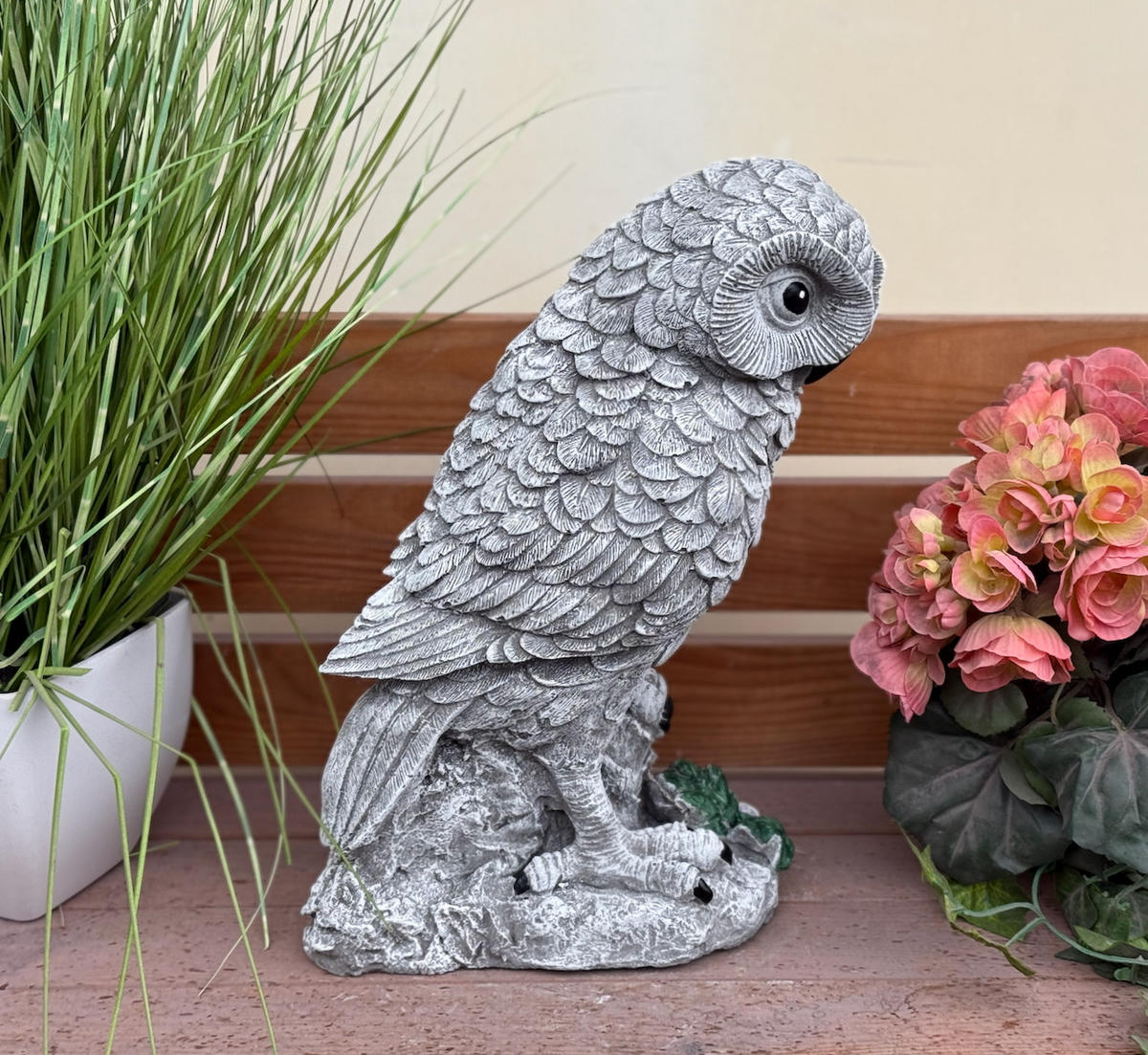 STEINFIGUR Eule Schleiereule frostfest massiv - Grau, Stein (15/32/21cm) - stoneandstyle