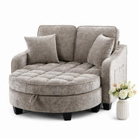 SOFA-BETT 132/129/93 cm aus Eukalyptusholz mit Aufbewahrungshocker Braun - Braun, Holz (129/93/132cm) - Modenvie