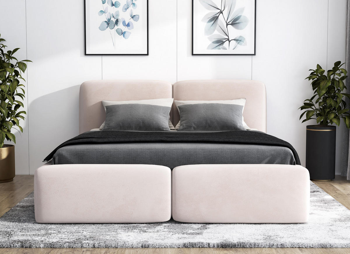 POLSTERBETT OLKE-OM 90 x 200 Farbe: Beige - Beige, Textil (90/200cm) - A&J MöbelLand