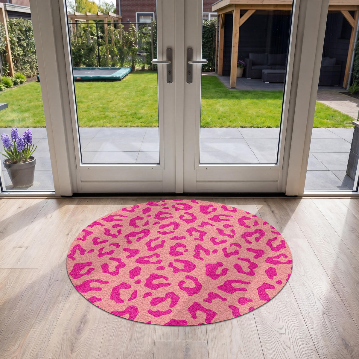 FUSSMATTE Pantherdruck - Rosa - Tierdruck - Minimalistisch Sauberlaufmatte 120x120 cm - Pink, Kunststoff (120/120cm) - MuchoWow