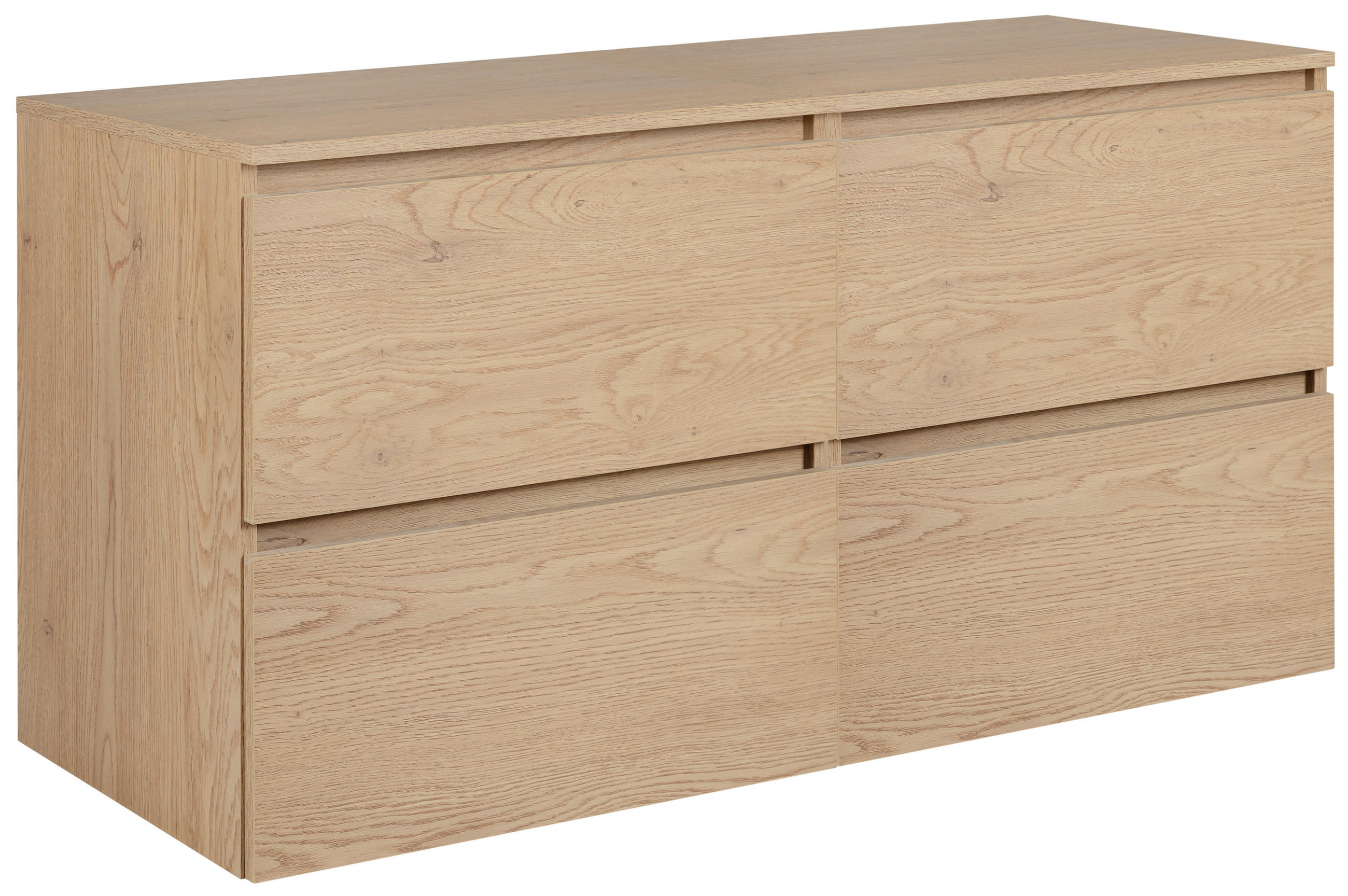 BADEZIMMERSCHRANK 120 cm (2 X 60) + TOP, Farbe: helle Eiche, 120 x 46 x 60,7 cm, mit Arbeitsplatte - Eichefarben, Holzwerkstoff (120/60.7/46cm) - 3XE LIVING
