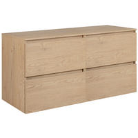 BADEZIMMERSCHRANK 120 cm (2 X 60) + TOP, Farbe: helle Eiche, 120 x 46 x 60,7 cm, mit Arbeitsplatte - Eichefarben, Holzwerkstoff (120/60.7/46cm) - 3XE LIVING