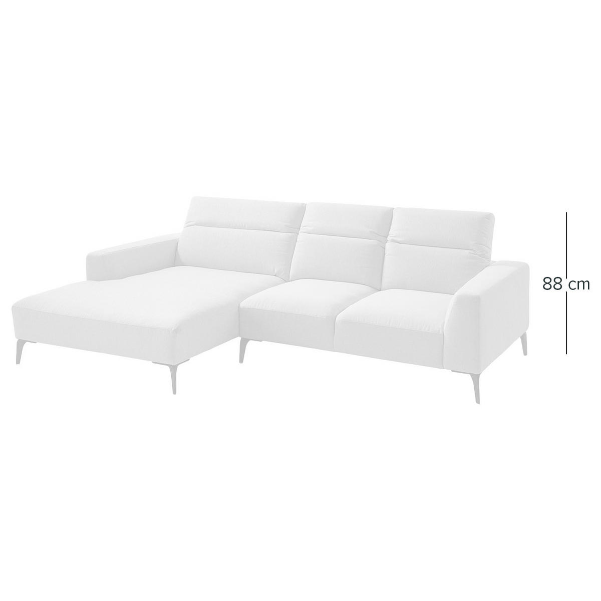 ECKSOFA mit Longchair - Beige/Schwarz, Textil/Metall (265/180cm) - home24