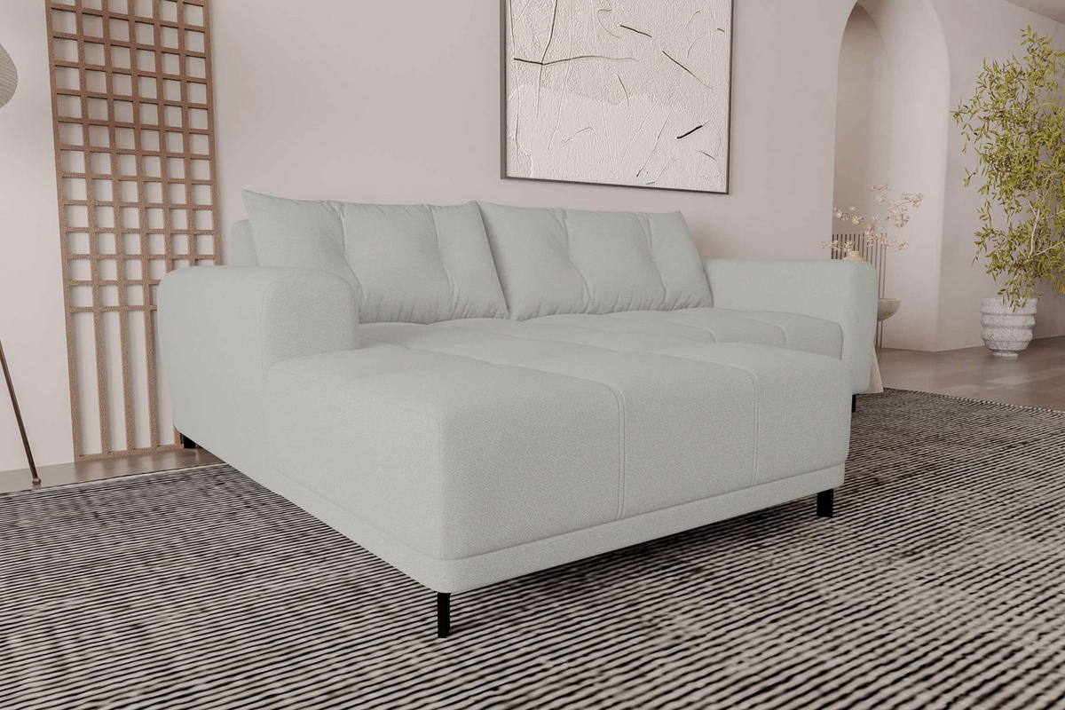ECKSOFA Massimo Strukturstoff Hellgrau inkl. Schlaffunktion Links - Hellgrau/Schwarz, Textil/Metall (246/177cm) - 99rooms