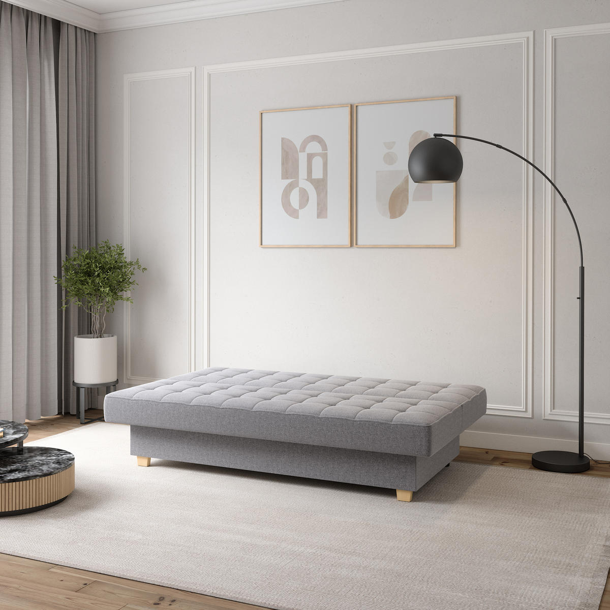 SCHLAFSOFA BELFI - Grau (Twist 19) - Hellgrau, Holzwerkstoff (192/95/92cm) - Möblo
