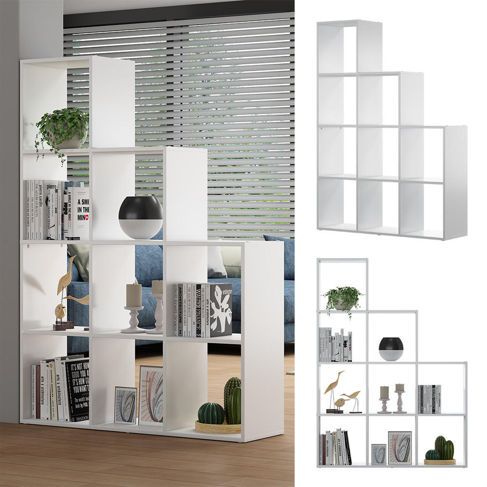 TREPPENREGAL Aramis Weiß 103.5 x 144 cm 9 Fächer - Weiß, Holzwerkstoff (103.5/144/29cm) - Vicco