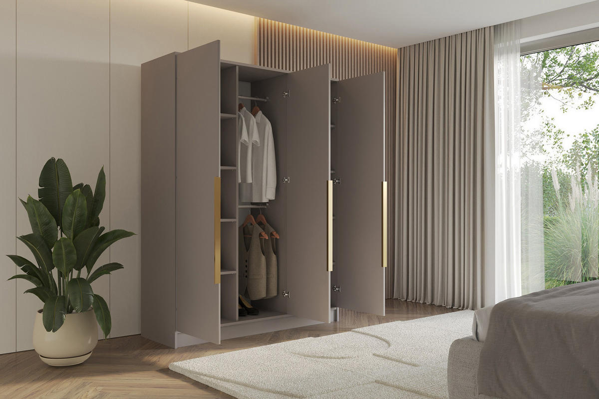 KLEIDERSCHRANK - LUSSO - 150 - Kaschmir - Kaschmir/Schwarz, Holzwerkstoff (150/200/51cm) - ALTDECOR