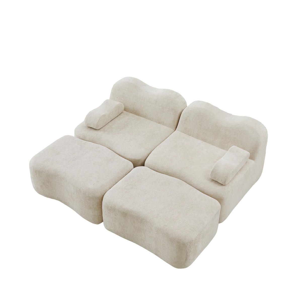 2-SITZER-SOFA DE-34348 mit 2 Ottomans Beige - Beige, Textil (167/70/192cm) - ComfortXL