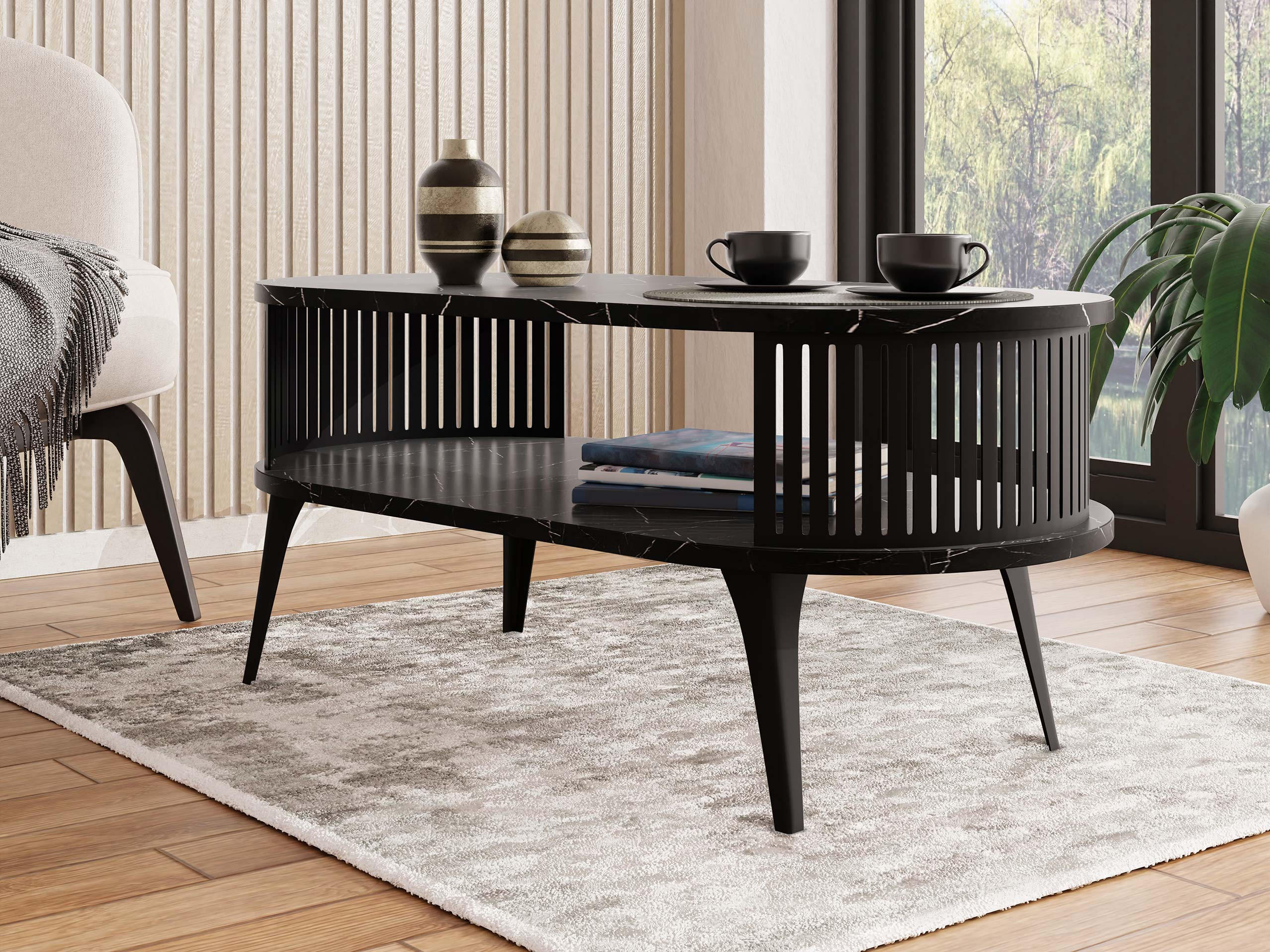 COUCHSITCH Roenni Oval - Multicolor/Schwarz, Holzwerkstoff/Metall (100/50/44cm) - MIRJAN24