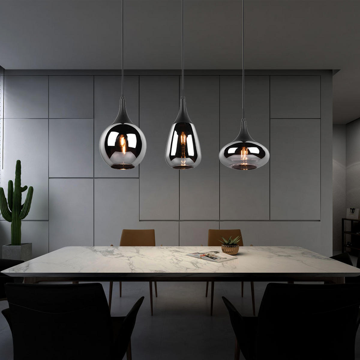 HÄNGELEUCHTE Metall Chrom Silber - Silberfarben, Glas (68/34/150cm)