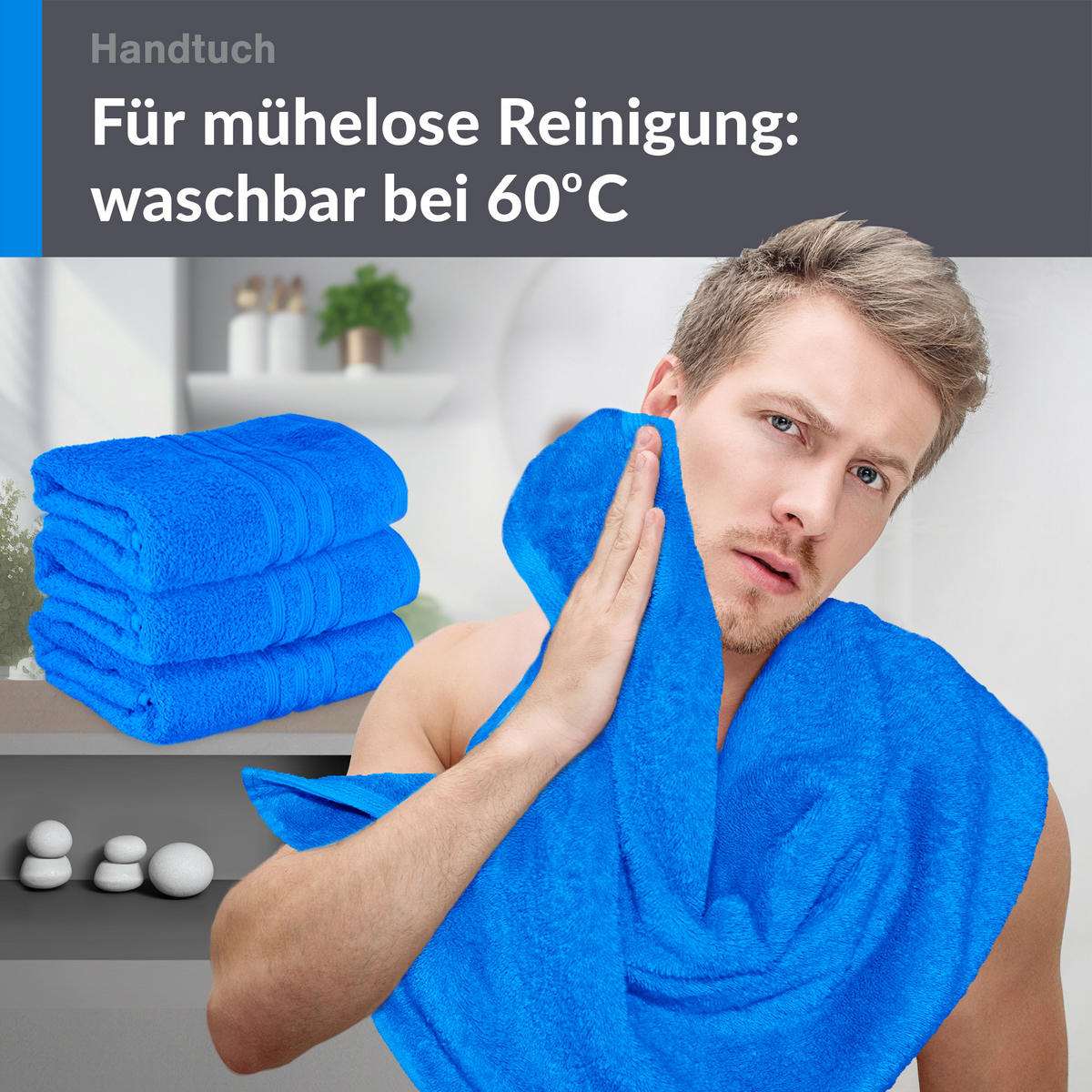 HANDTUCH 50x100 cm London Karibik Blau 4er Set - Hellblau, Textil (50/100cm) - Lashuma