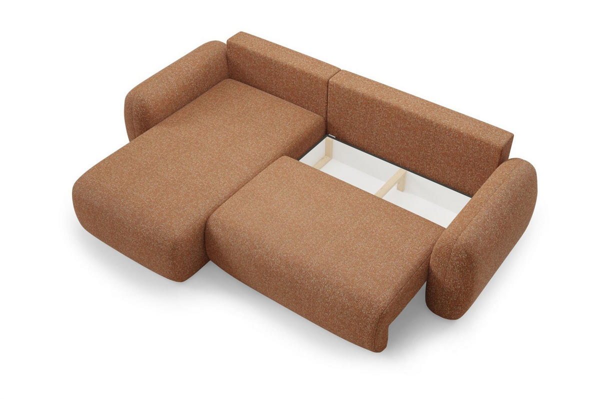 ECKSOFA Gaston Mit Schlaffunktion - Rotbraun, Holzwerkstoff/Textil (304/190cm) - Fun Möbel