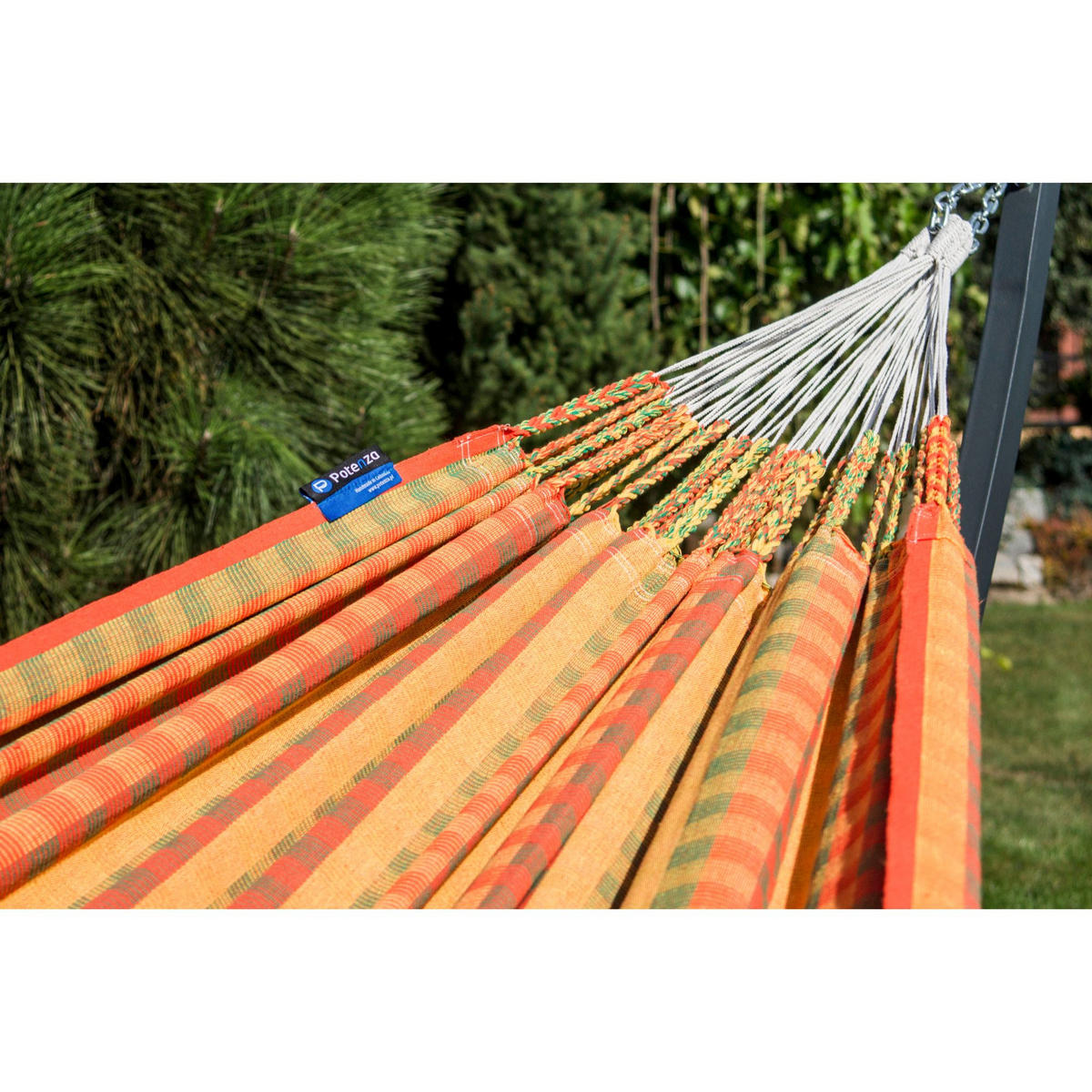 HÄNGEMATTE mit Verzinktem Gestell, 2 Personen, XXL, 200 kg, Metall, Morena Orange, einfache Montage - Orange, Metall (370/130/120cm) - Potenza
