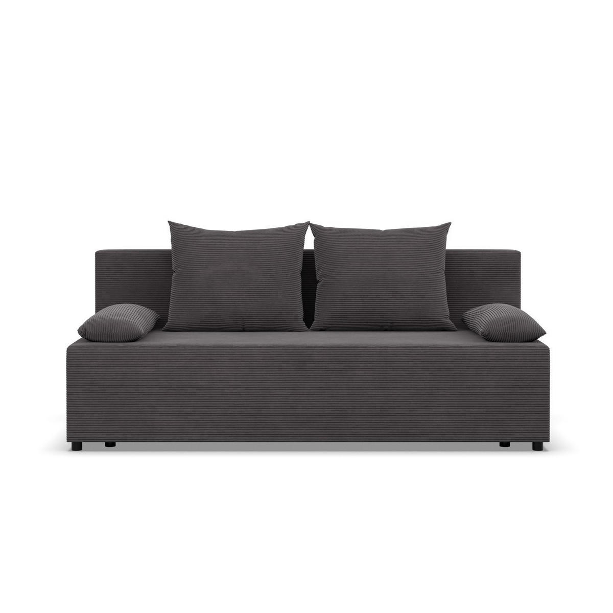 SOFA 3-SITZER MIT SCHLAFFUNKTION FERMO Dunkelgrau - Dunkelgrau, Textil (92/95/191cm) - Mebligo