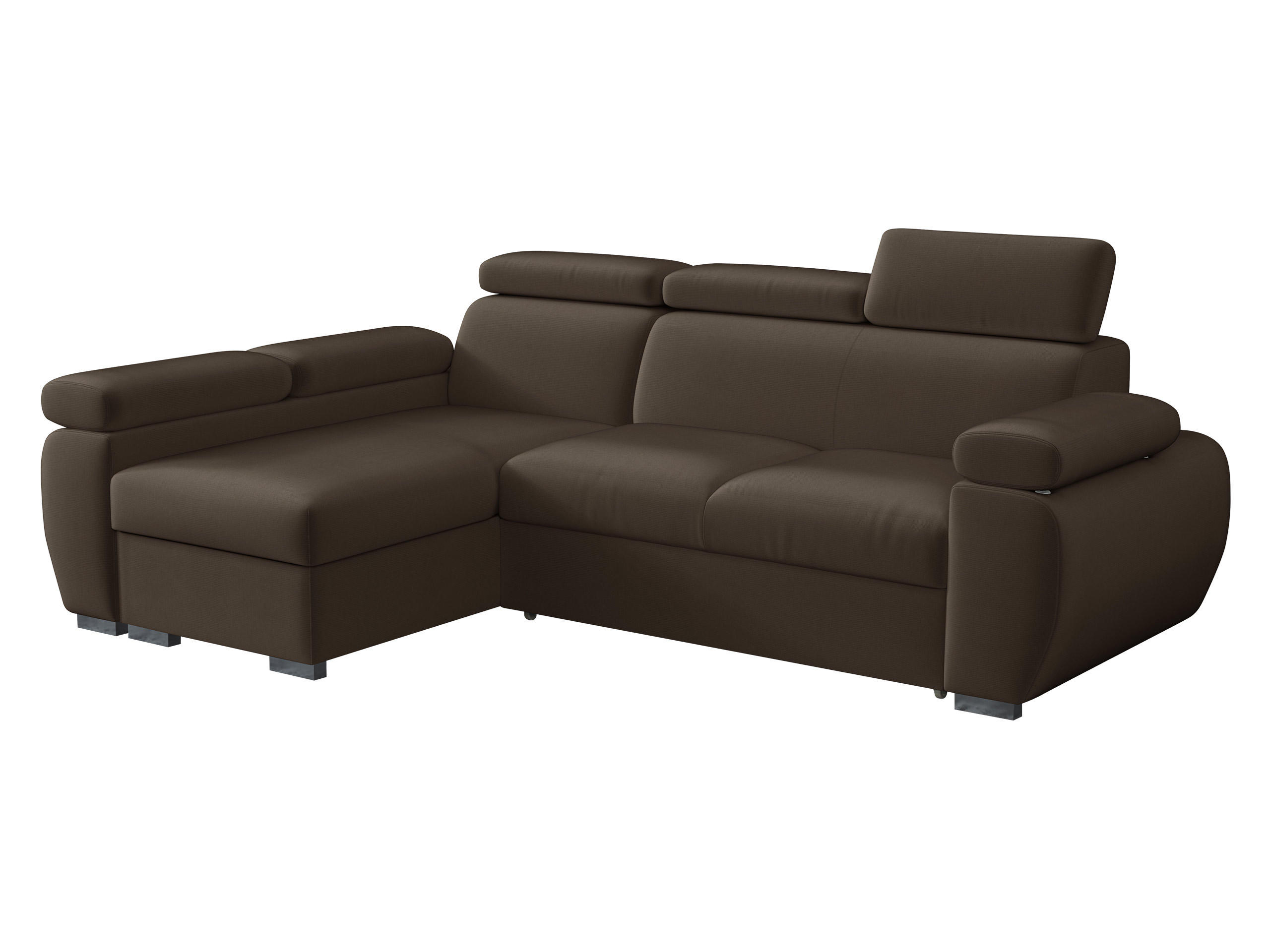 ECKSOFA Boston Mini, Seite: Links - LC+2R - Chromfarben/Braun, Holz/Textil (255/170cm) - MIRJAN24