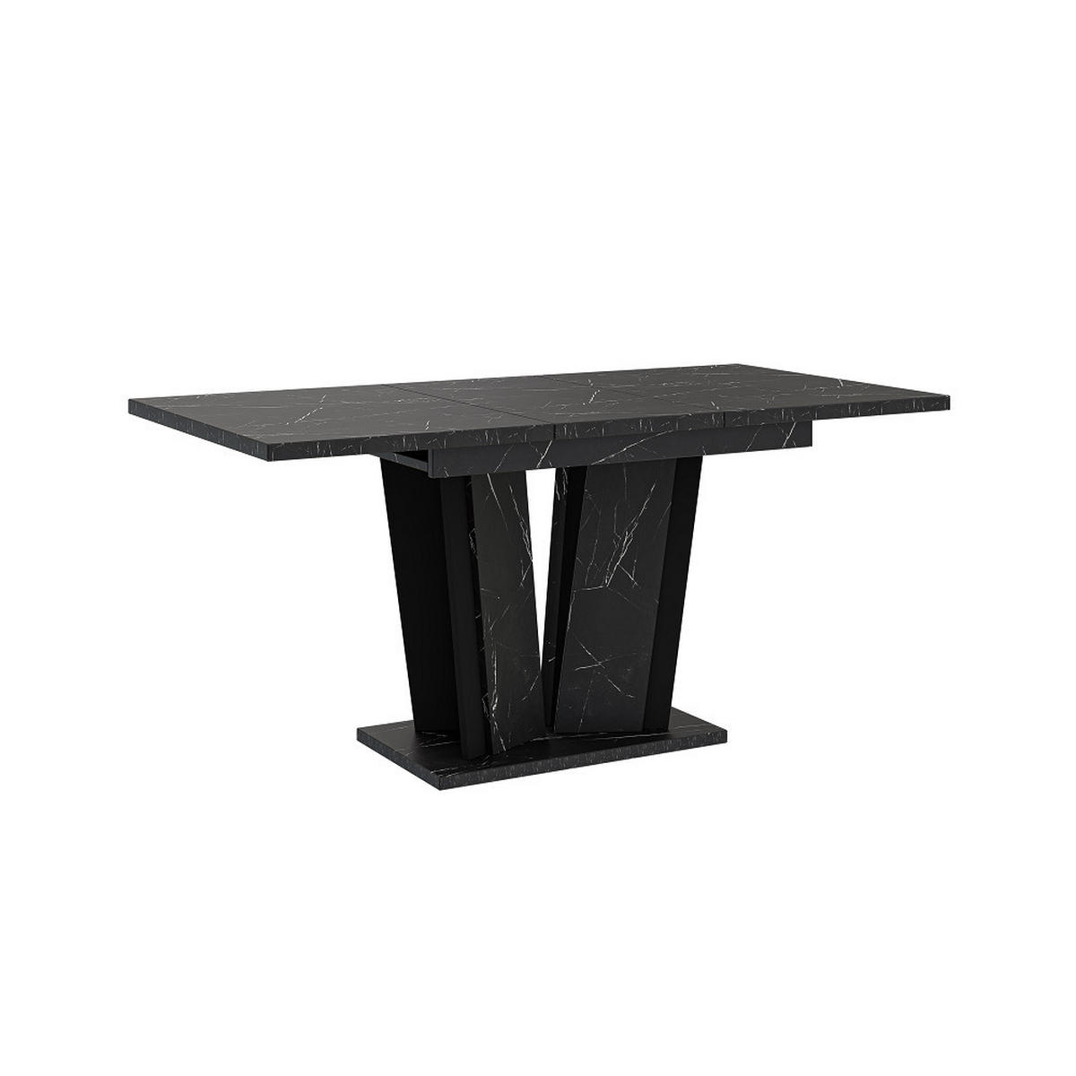 ESSTISCH Ausziehbar 120 - 160 cm Schwarz Marmoroptik - Schwarz, Holzwerkstoff (120/80/75cm) - PROSPERO