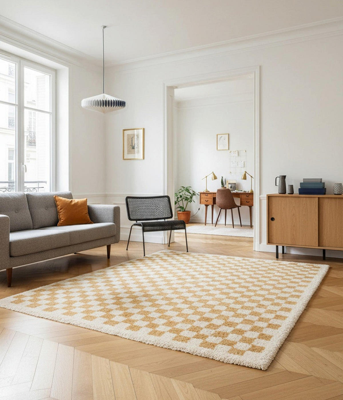 TEPPICH kariert langflorig weich voluminös gelb - Gelb, Textil (80/150cm) - AFK Living