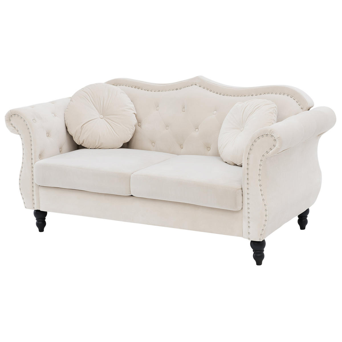 SOFA-SET 5-sitzer Samtstoff Beige Skien - Beige, Textil (200/91/83cm) - Beliani