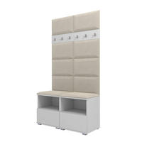 GARDEROBEN-SET Nela III mit gepolsterten Paneelen 100/187/40 - Silberfarben/Creme, Holzwerkstoff/Kunststoff (100/187/40cm)