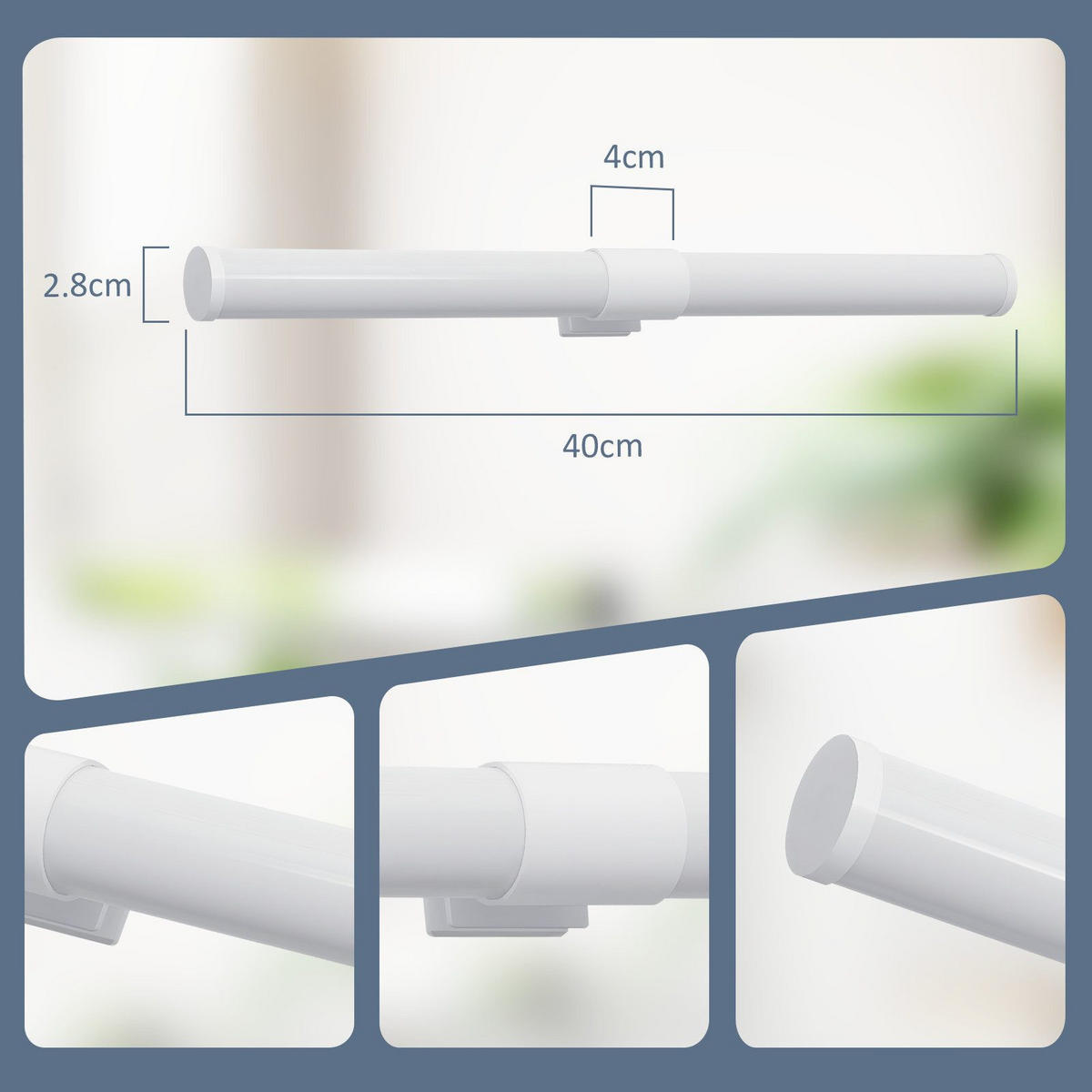 SPIEGELLEUCHTE ALBERT II 40/5.2/3.2CM - Weiß, Kunststoff (40/5.2/3.2cm) - Nettlife