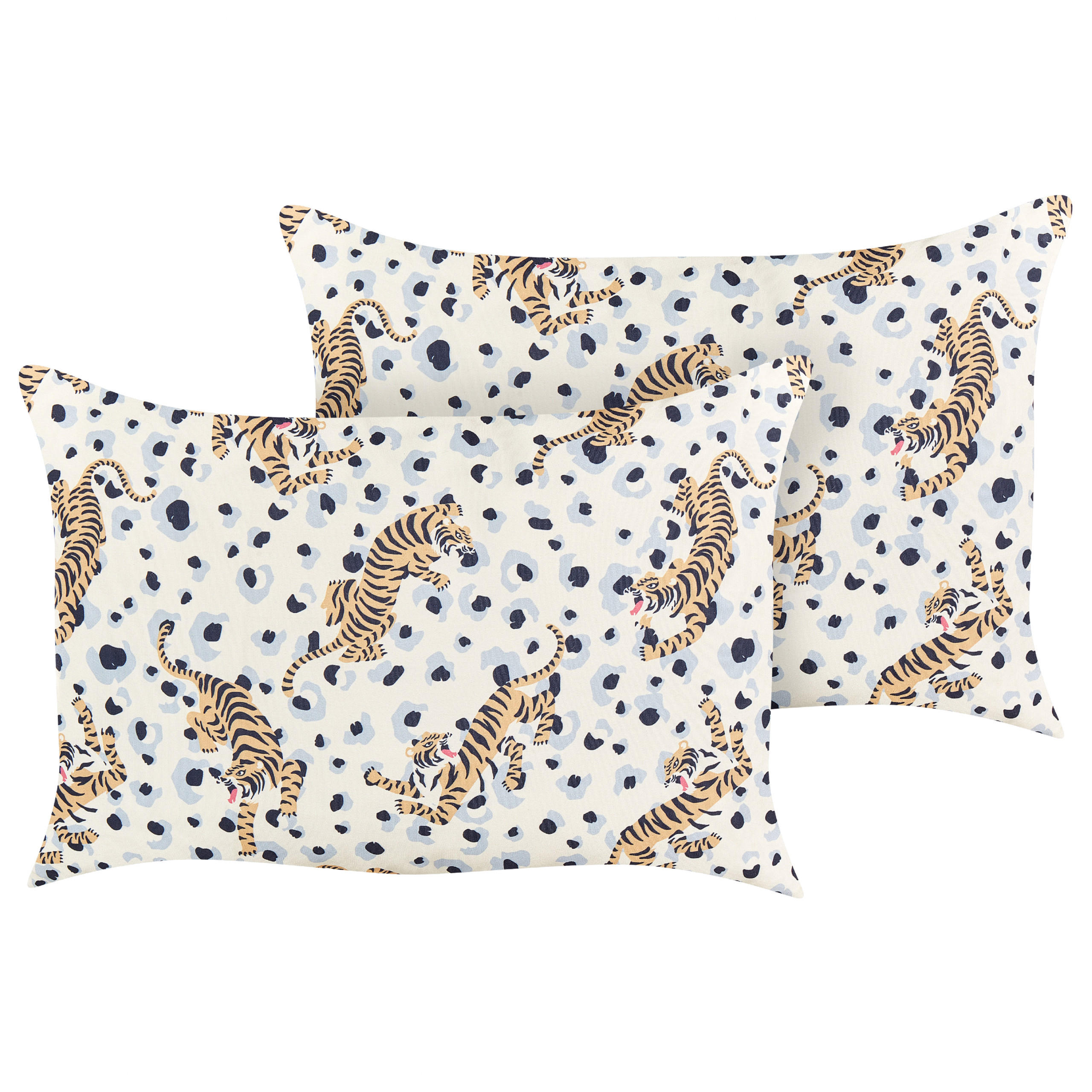 GARTENKISSEN 2er-Set Tigermotiv mehrfarbig 40/60 cm Arenzano - Multicolor, Textil (40/60cm) - Beliani